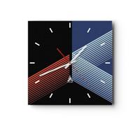 ARTTOR Horloge Décorative Moderne Carrée 40x40 cm Abstrait - 4458 | Abstraction Noir Bleu Pendule Murale Horloge Murale Silencieuse Grand Décoration Murale Salon Cuisine Chambre ARTTOR