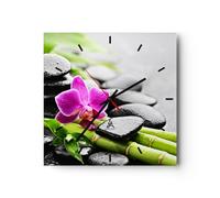 ARTTOR Horloge Décorative Moderne Carrée 40x40 cm Botanique Fleurs - 2681