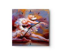 ARTTOR Horloge Décorative Moderne Carrée 40x40 cm Personnes Musique - 3463 | Ballet Danseur Danse Pendule Murale Horloge Murale Silencieuse Grand Décoration Murale Salon Cuisine Chambre ARTTOR
