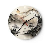 ARTTOR Horloge Décorative Moderne Ronde 40x40 cm Paysages Vintage - 5777