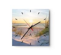 ARTTOR Horloge Murale Design Carrée 30x30 cm Paysages Maritime - 3989 | Dune Plage Mer Horloge Décorative Pendule Murale Silencieuse Petit Décoration Murale Salon Cuisine Chambre ARTTOR