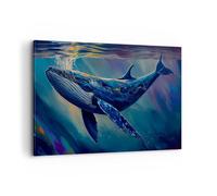 ARTTOR Impression sur Toile Moderne 100x70 cm Animaux - 6000 | Baleine Océan Sous l'eau Moderne Tableau Décoratif Grand Décoration Murale Art Mural Toile Imprimée Salon Chambre ARTTOR