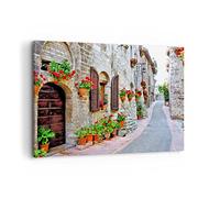 ARTTOR Impression sur Toile Moderne 100x70 cm Architecture Fleurs - 2817