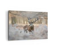 ARTTOR Impression sur Toile Moderne 100x70 cm Nature Animaux - 3744 | Cerf Forêt Moderne Tableau Décoratif Grand Décoration Murale Art Mural Toile Imprimée Salon Chambre Cuisine ARTTOR