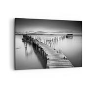ARTTOR Impression sur Toile Moderne 100x70 cm Noir et Blanc Maritime - 3082