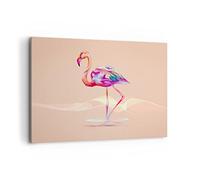 ARTTOR Impression sur Toile Moderne 100x70 cm Pastel Animaux - 3839 | Flamant Oiseau Eau Moderne Tableau Décoratif Grand Décoration Murale Art Mural Toile Imprimée Salon Chambre Cuisine ARTTOR