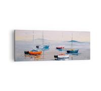 ARTTOR Impression sur Toile Moderne 140x50 cm Paysages Maritime - 6026 | Voile Voiliers Bord de la mer Moderne Tableau Décoratif Grand Décoration Murale Art Mural Toile Imprimée Salon Chambre ARTTOR