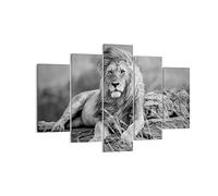 ARTTOR Impression sur Toile Moderne 150x100 cm Afrique Noir et Blanc - 3931 | Lion Animal Nature Moderne Tableau Décoratif Grand Décoration Murale Art Mural Toile Imprimée Salon Chambre Cuisine ARTTOR