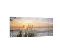 ARTTOR Impression sur Verre Moderne 100x40cm Paysages Maritime - 4201 | Ouest Soleil Plage Moderne Tableau Décoratif Décoration Murale Art Mural Verre Trempé Salon Chambre Design Moderne ARTTOR
