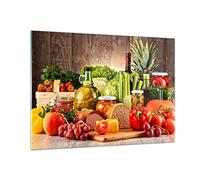 ARTTOR Impression sur Verre Moderne 100x70cm Cuisine - 3182 | Nourriture Légumes Brocoli Moderne Tableau Décoratif Grand Décoration Murale Art Mural Verre Trempé Salon ARTTOR