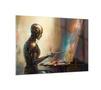 ARTTOR Impression sur Verre Moderne 100x70cm Fantasy - 5845 | Peinture Robot Brosse Moderne Tableau Décoratif Grand Décoration Murale Art Mural Verre Trempé Salon Design Moderne ARTTOR