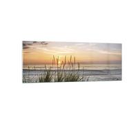 ARTTOR Impression sur Verre Moderne 140x50cm Paysages Maritime - 4201 | Ouest Soleil Plage Moderne Tableau Décoratif Grand Décoration Murale Art Mural Verre Trempé Salon Design Moderne ARTTOR