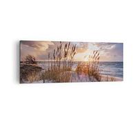 ARTTOR Moderne Impression sur Toile Ouest sur la plage Image Tableau Decoration Murale 140x50cm Deco Cadre Décoration Salon Chambre Panoramique Grand Tableaux Decoratifs Muraux Art Wall AB140x50-4710