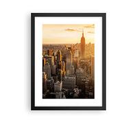 ARTTOR Poster Cadre Noir 30x40 cm Affiche Architecture Villes - 2672 - P2B | New York Gratte-ciel Manhattan Poster Mural Moderne Décoratif Art Mural Impression d'Art Salon Chambre Cuisine ARTTOR