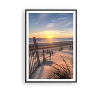 ARTTOR Poster Cadre Noir 70x100 cm Affiche Paysages Maritime - 4219 - P2B | Ouest Soleil Dune Poster Mural Moderne Décoratif Art Mural Impression d'Art Salon Chambre Cuisine Tableau Décoration ARTTOR