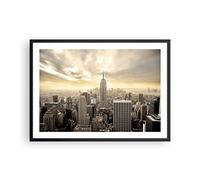 ARTTOR Poster Cadre Noir 70x50 cm Affiche Architecture Villes - 2630 - P2B | New York Ville Gratte-ciel Poster Mural Moderne Décoratif Art Mural Impression d'Art Salon Chambre Tableau Décoration ARTTOR