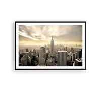 ARTTOR Poster Cadre Noir 91x61 cm Affiche Architecture Villes - 2630 - P2B | New York Ville Gratte-ciel Poster Mural Moderne Décoratif Art Mural Impression d'Art Salon Chambre Tableau Décoration ARTTOR