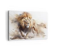 ARTTOR Tableau Décoratif sur Toile 120x80 cm Pastel Animaux - 5803 | Lion Brillant Animal Impression sur Toile Grand Décoration Murale Art Mural Toile Imprimée Salon Chambre Cuisine ARTTOR
