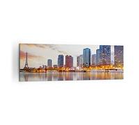 ARTTOR Tableau Décoratif sur Toile 160x50 cm Architecture Villes - 2831 | Rivière Gratte-ciel Voir Impression sur Toile Grand Décoration Murale Art Mural Toile Imprimée Salon Chambre Cuisine ARTTOR