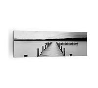 ARTTOR Tableau Décoratif sur Toile 160x50 cm Noir et Blanc Paysages - 4865 | Pont Chambre Eau Impression sur Toile Grand Décoration Murale Art Mural Toile Imprimée Salon Chambre Cuisine ARTTOR