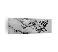 ARTTOR Tableau Décoratif sur Toile 160x50 cm Noir et Blanc Personnes - 4566 | Manuellement Écrit Mains Impression sur Toile Grand Décoration Murale Art Mural Toile Imprimée Salon Chambre Cuisine ARTTOR