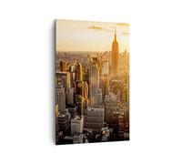 ARTTOR Tableau Décoratif sur Toile 80x120 cm Architecture Villes - 2672 | New York Gratte-ciel Manhattan Impression sur Toile Grand Décoration Murale Art Mural Toile Imprimée Chambre Salon ARTTOR