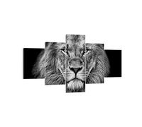 ARTTOR Tableau sur Toile Décoratif 125x70 cm Afrique Noir et Blanc - 4494 | Portrait Lion ET Impression sur Toile Grand Décoration Murale Art Mural Toile Imprimée Salon Chambre Cuisine ARTTOR