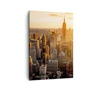 ARTTOR Tableau sur Toile Décoratif 50x70 cm Architecture Villes - 2672 | New York Gratte-ciel Manhattan Impression sur Toile Décoration Murale Art Mural Toile Imprimée Chambre Cuisine Salon ARTTOR