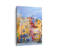 ARTTOR Tableau sur Toile Décoratif 50x70 cm Architecture Villes - 3419 | Vieux Ville Immeuble Impression sur Toile Décoration Murale Art Mural Toile Imprimée Chambre Cuisine Salon ARTTOR