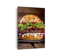 ARTTOR Tableau sur Toile Décoratif 50x70 cm Cuisine - 2869 | Américain Hamburger Nourriture Impression sur Toile Décoration Murale Art Mural Toile Imprimée Chambre Cuisine Salon ARTTOR