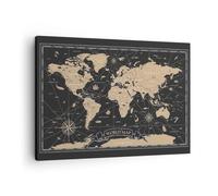 ARTTOR Tableau sur Toile Décoratif 70x50 cm Carte du Monde Maritime - 5430