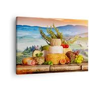 ARTTOR Tableau sur Toile Décoratif 70x50 cm Cuisine - 2902 | Toscane Fromage Fruit Impression sur Toile Décoration Murale Art Mural Toile Imprimée Salon Chambre Cuisine ARTTOR