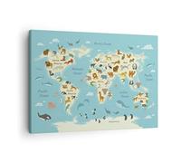 ARTTOR Tableau sur Toile Décoratif 70x50 cm Enfants Carte du Monde - 4860