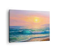 ARTTOR Tableau sur Toile Décoratif 70x50 cm Maritime Nature - 3915 | Mer Vague Bord Impression sur Toile Décoration Murale Art Mural Toile Imprimée Salon Chambre Cuisine ARTTOR