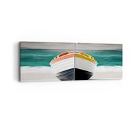ARTTOR Tableau sur Toile Décoratif 90x30 cm Paysages Maritime - 6008 | Bateau Mer Bord de la mer Impression sur Toile Décoration Murale Art Mural Toile Imprimée Salon Chambre Cuisine ARTTOR