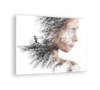 ARTTOR Tableau sur Verre Décoratif 70x50cm Personnes Nature - 4338 | Femme Double Exposition Impression sur Verre Décoration Murale Art Mural Verre Trempé Salon Chambre Design Moderne ARTTOR