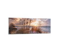 ARTTOR Tableau sur Verre Décoratif 90x30cm Paysages Maritime - 4710 | Ouest Sur La plage Impression sur Verre Décoration Murale Art Mural Verre Trempé Salon Chambre Cuisine Design Moderne ARTTOR