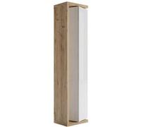 ARTURO - Colonne pivotante 1 porte 1 miroir blanc laqué et aspect bois finition Cadiz - Altobuy G