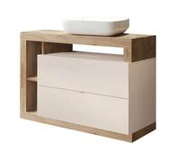 ARTURO - Meuble avec vasque 110cm 2 tiroirs Cachemire et aspect bois Cadiz