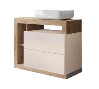 ARTURO - Meuble avec vasque 92cm 2 tiroirs Cachemire et aspect bois Cadiz