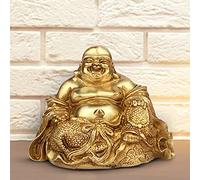 ARTVARKO Statue Feng Shui Happy Man Rieur Bouddha assis en laiton Statue Idol pour attirer l'argent, la richesse, la prospérité, la chance financière.