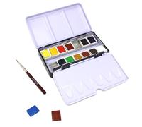 Artway Lot de 14 Demi-Godets de Peinture Aquarelle de Voyage avec Pinceau