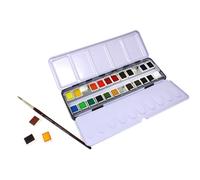 Artway Lot de 24 demi-godets de peinture aquarelle avec pinceau
