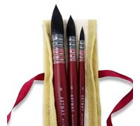 Artway Lot de 3 brosses synthétiques pour Aquarelle - Idéal pour Les aquarelles et Les encres - Lot de 3 (2/5/8), Marron