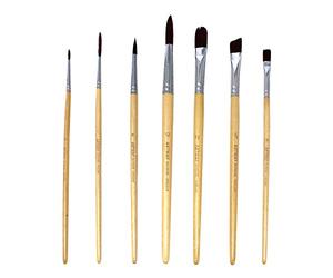 Artway - Lot de 7 pinceaux - Rond/Plat/usé-bombé/biseauté/Filet - Poil Nylon - 1 x Lot de 7 pinceaux