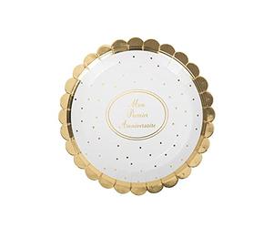 Artyfetes 8 ASSIETTES CARTON 1ER ANNIVERSAIRE 23CM BLANC