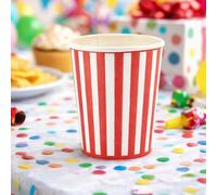Artyfetes Factory Gobelets en papier rayés rouge et blanc pour anniversaires (Lot de 6, 255 ml)