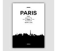 Artze Wall Art Impression Aquarelle Paysage urbain Paris Noir Gris Blanc 40 x 50 cm