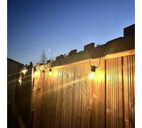 Arum Guirlande Guinguette Solaire LED Extérieure SUNA - 10 Ampoules Filament Vintage S14 - 6M + 3M Câble (Total 9M) - 8 Modes d'Animation - Étanche IP44 - Blanc Chaud pour Jardin, Tonnelle et Fêtes