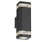 Arum LIGHTING - Applique Murale Extérieure LEON Noir Mat, Éclairage Double Faisceau (Haut/Bas), Culot GU10 (x2), Fonte d'Aluminium, Étanche IP44, Design Moderne Façade (Sans Ampoule)